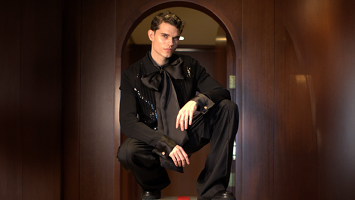 Image of a model in evening outfit